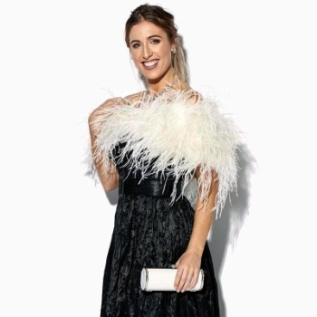 Designer Ostrich Feather Shrug Cream