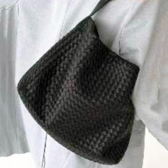 Black Handcrafted Woven Leather Tote