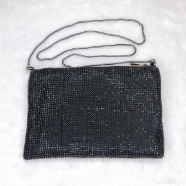 Black Crystal Diamantes Soft Clutch