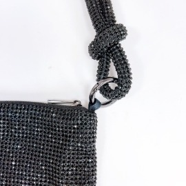 Black Crystal Diamantes Soft Clutch